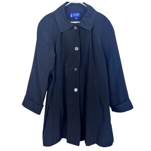 London Fog The Tower Collection Womens Black‎ Trench Coat 2X Lightweight (672B)